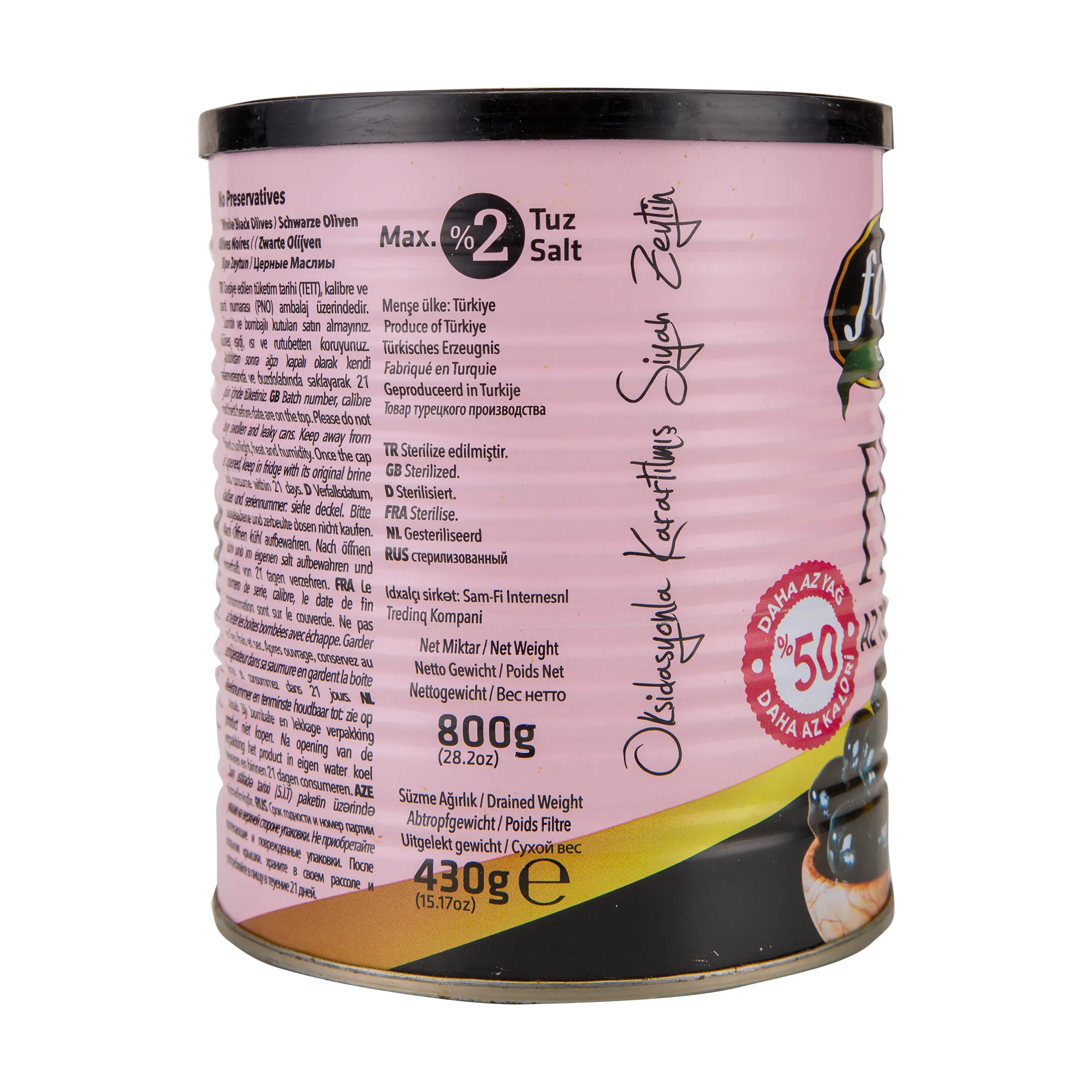 Fora Light Az Tuzlu Siyah Zeytin (141-180)