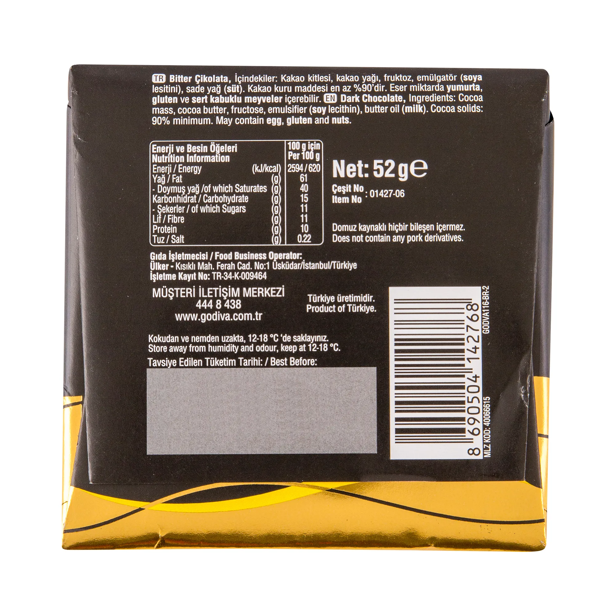 Godiva Signature %90 Bitter Çikolata