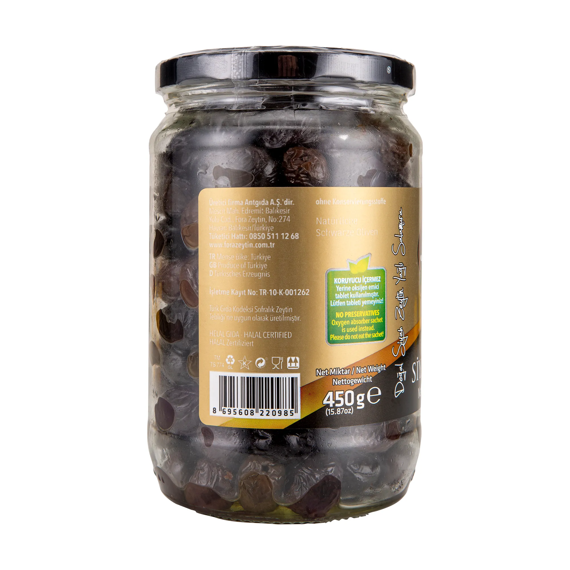 Fora Yağlı Salamura Doğal Siyah Zeytin (291-350)