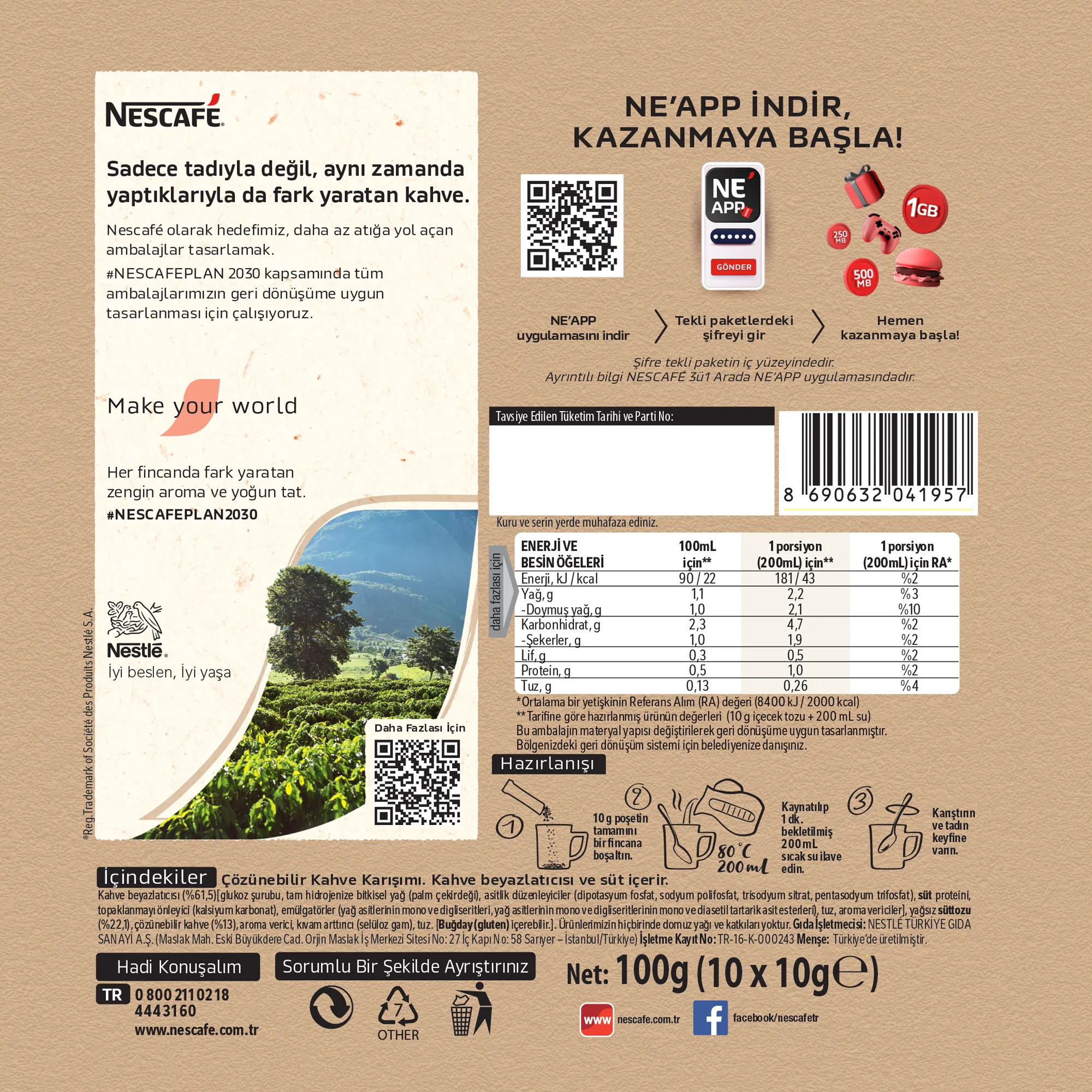 Nescafé 2si1 Arada Sütlü Köpüklü Çözünebilir Kahve 10x10g